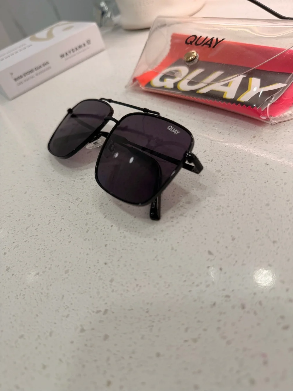 Quay Black Aviator Sunglasses